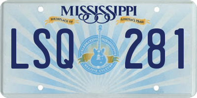 MS license plate LSQ281