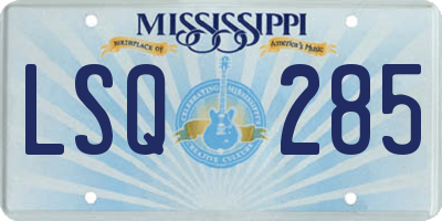 MS license plate LSQ285