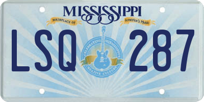 MS license plate LSQ287