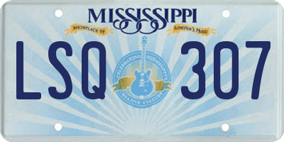 MS license plate LSQ307