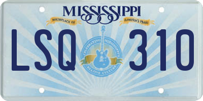 MS license plate LSQ310