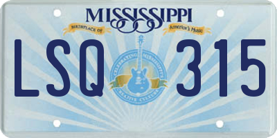 MS license plate LSQ315