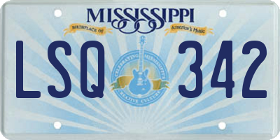 MS license plate LSQ342