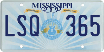 MS license plate LSQ365