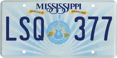 MS license plate LSQ377