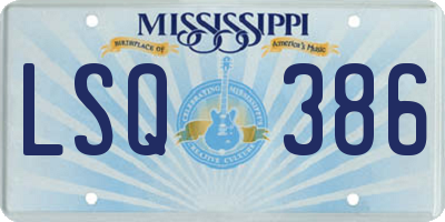 MS license plate LSQ386