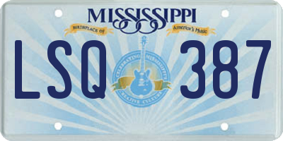 MS license plate LSQ387