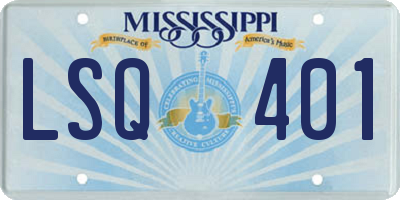 MS license plate LSQ401
