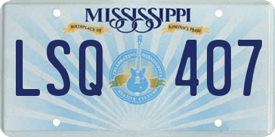 MS license plate LSQ407