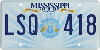MS license plate LSQ418