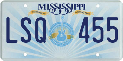 MS license plate LSQ455