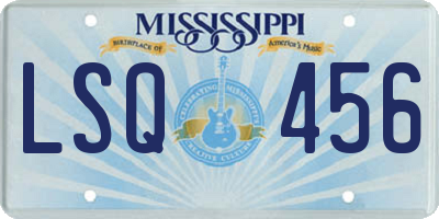 MS license plate LSQ456