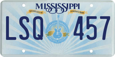 MS license plate LSQ457