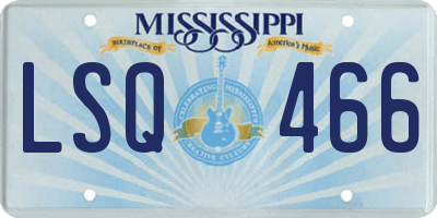 MS license plate LSQ466
