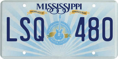 MS license plate LSQ480