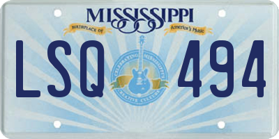 MS license plate LSQ494