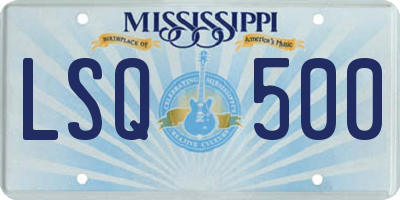 MS license plate LSQ500