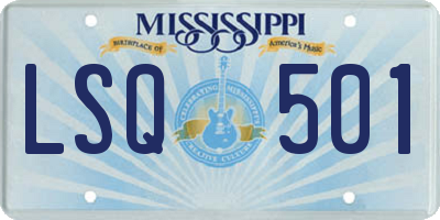 MS license plate LSQ501