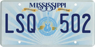 MS license plate LSQ502