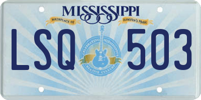 MS license plate LSQ503