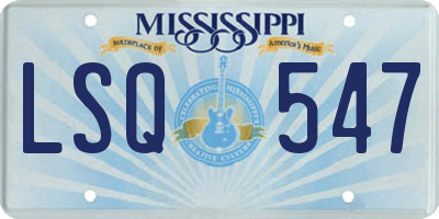 MS license plate LSQ547