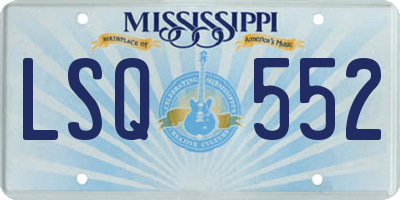 MS license plate LSQ552