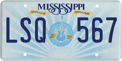 MS license plate LSQ567