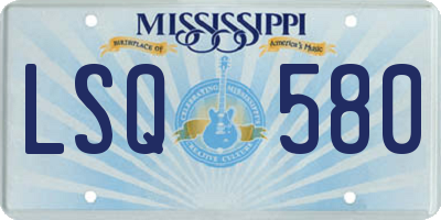 MS license plate LSQ580