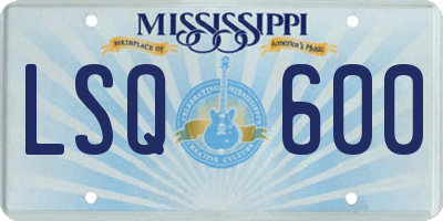 MS license plate LSQ600