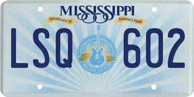 MS license plate LSQ602