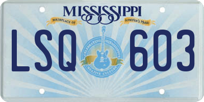 MS license plate LSQ603