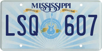 MS license plate LSQ607