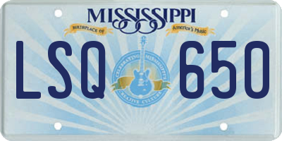 MS license plate LSQ650