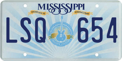 MS license plate LSQ654