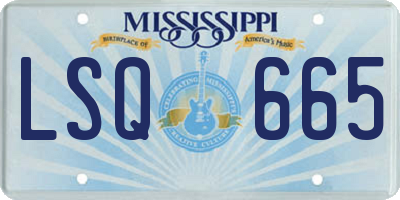 MS license plate LSQ665
