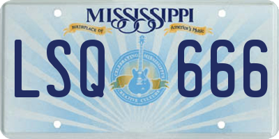 MS license plate LSQ666