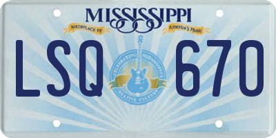 MS license plate LSQ670