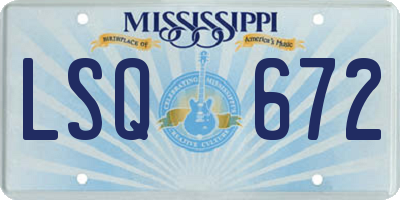 MS license plate LSQ672