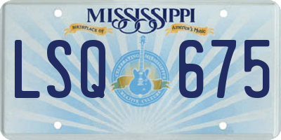 MS license plate LSQ675