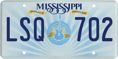 MS license plate LSQ702