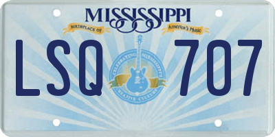 MS license plate LSQ707
