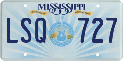 MS license plate LSQ727
