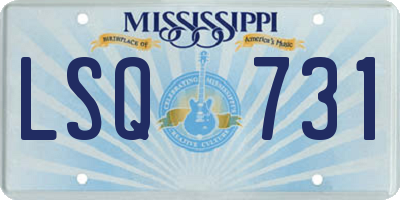 MS license plate LSQ731