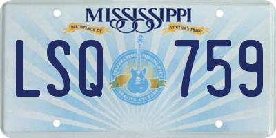 MS license plate LSQ759
