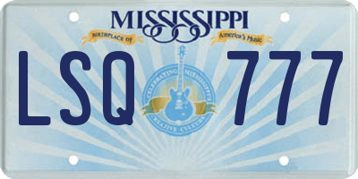 MS license plate LSQ777