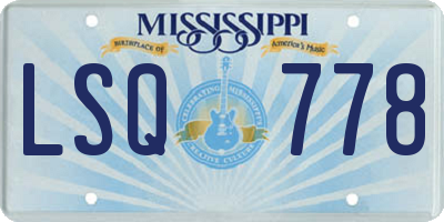 MS license plate LSQ778