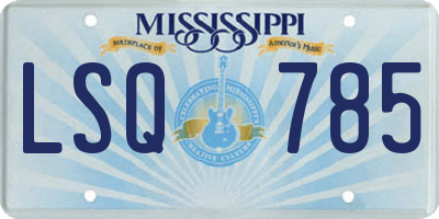 MS license plate LSQ785