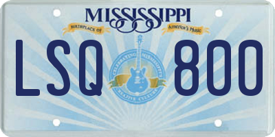 MS license plate LSQ800