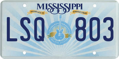 MS license plate LSQ803