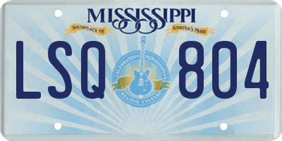 MS license plate LSQ804